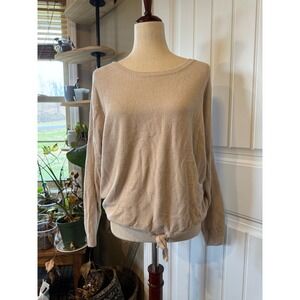 BAREFOOT DREAMS CozyChic Ultra Lite Taupe Knit Tie Waist Sweater Top Size S